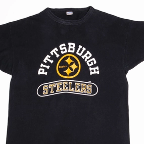 NoSideSeam VINTAGE NFL PITTSBURGH STEELERS CHAMPION TEE SHIRT 1980S LARGE MADE IN USA