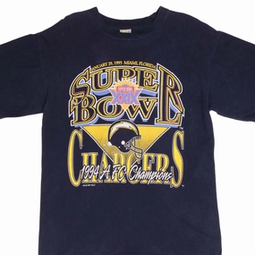 Minimal Design VINTAGE NFL SAN DIEGO CHARGERS AFC CHAMPIONS TEE SHIRT 1995 MEDIUM MADE IN USA