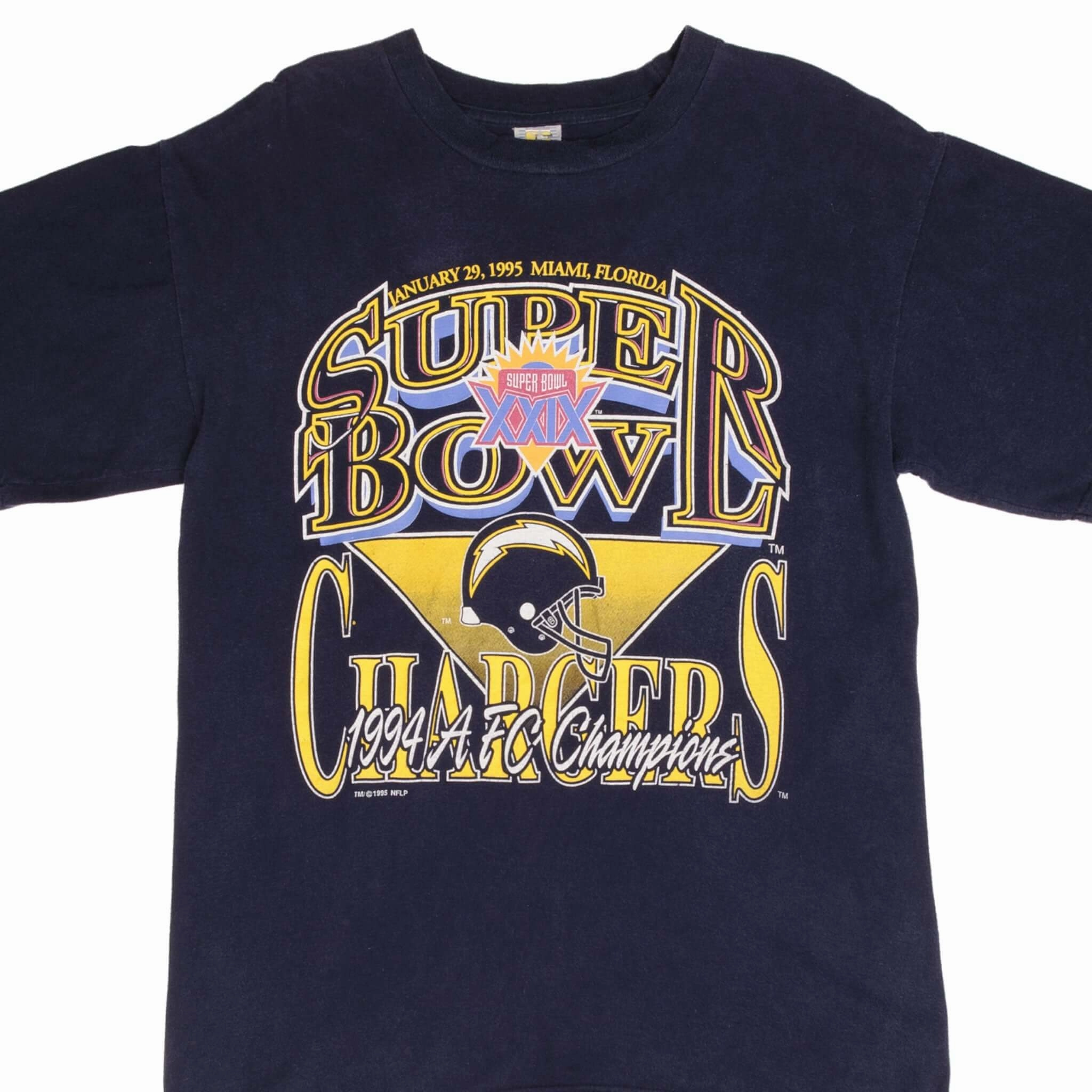 Minimal Design VINTAGE NFL SAN DIEGO CHARGERS AFC CHAMPIONS TEE SHIRT 1995 MEDIUM MADE IN USA
