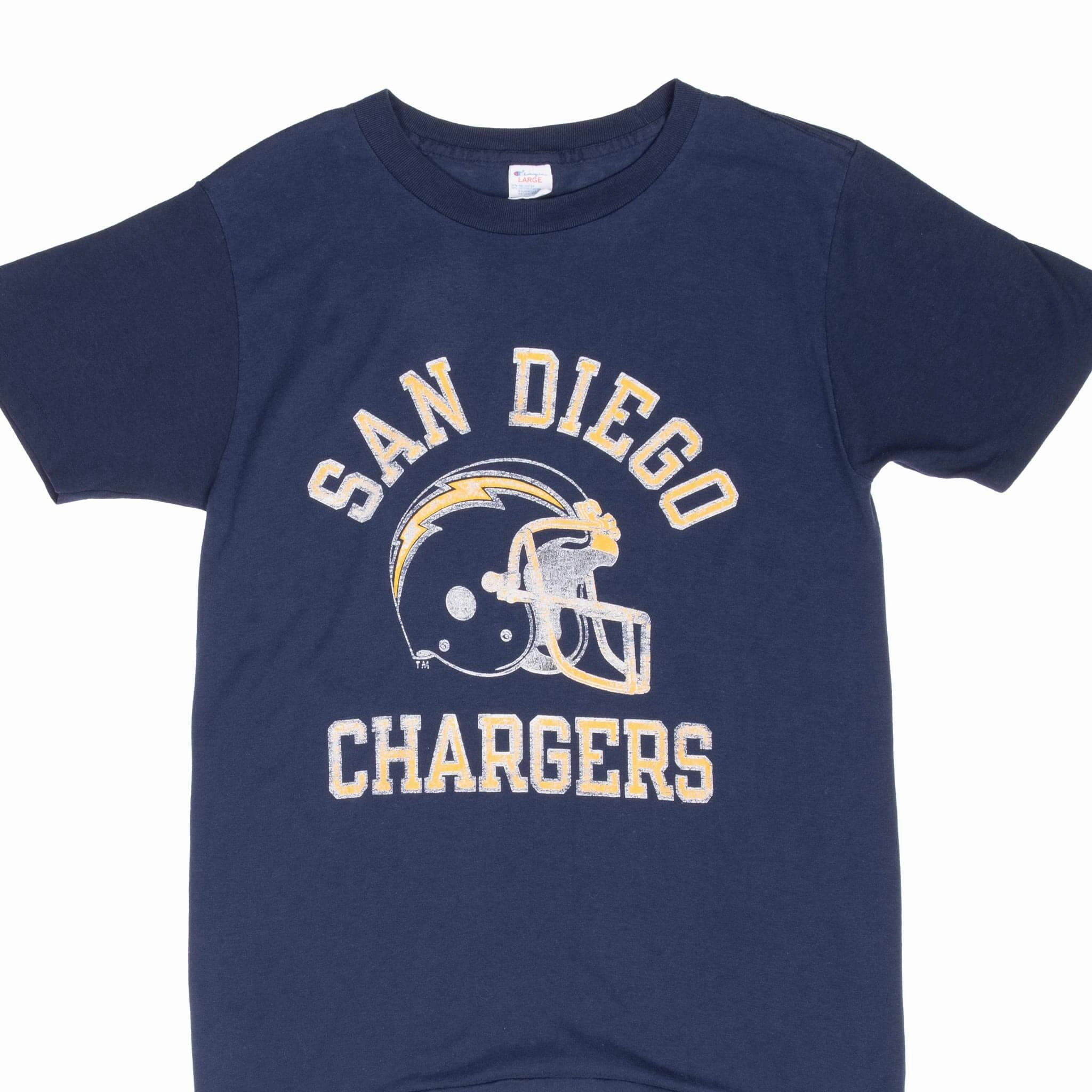 Bold Style Dimensional Stability Weave VINTAGE NFL SAN DIEGO CHARGERS CHAMPION 1980S TEE SHIRT SMALL MADE IN USA