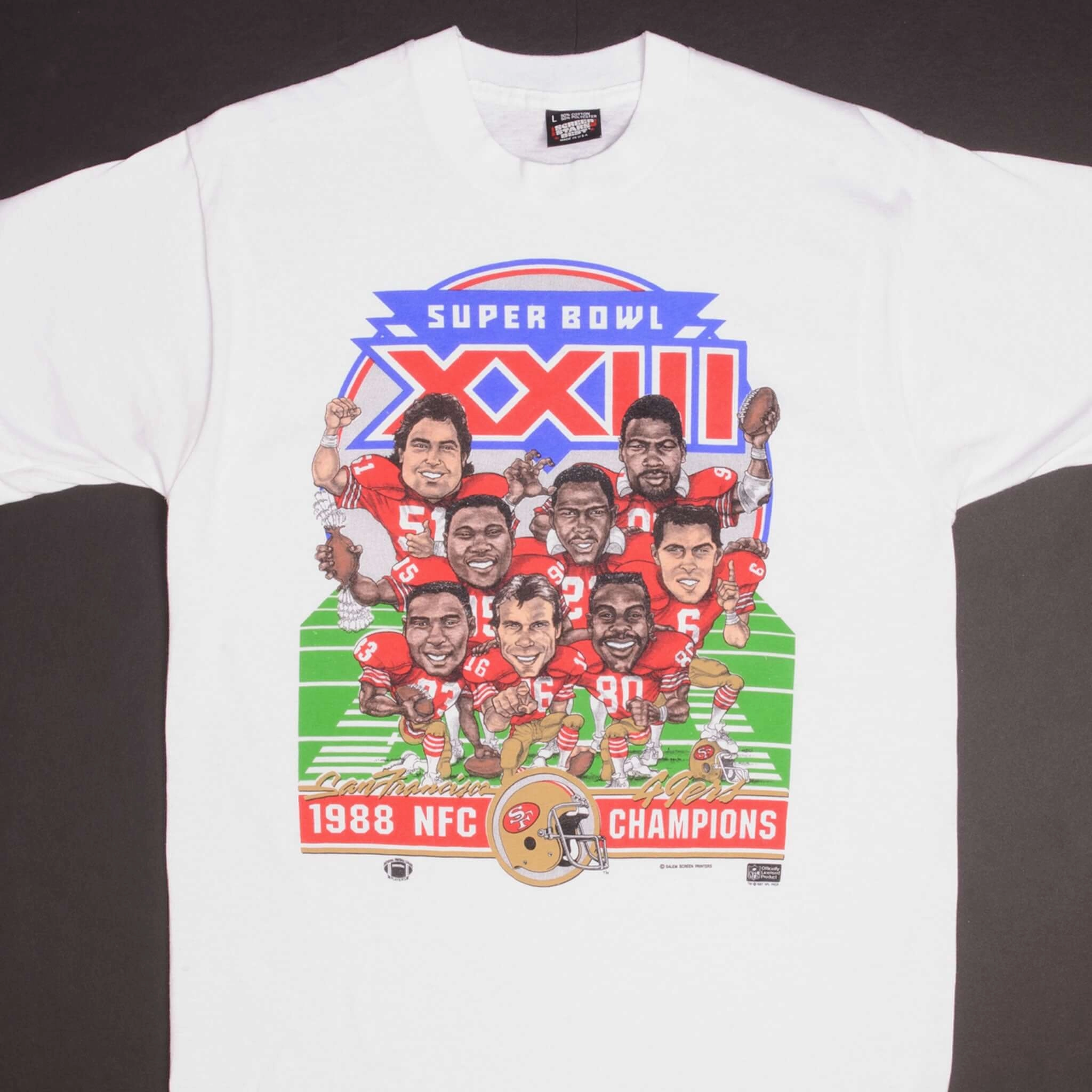 VINTAGE NFL SAN FRANCISCO 49ERS SUPER BOWL CHAMPS 1988 TEE SHIRT MEDIUM MADE USA Outdoor Trend Look Cozy Hug