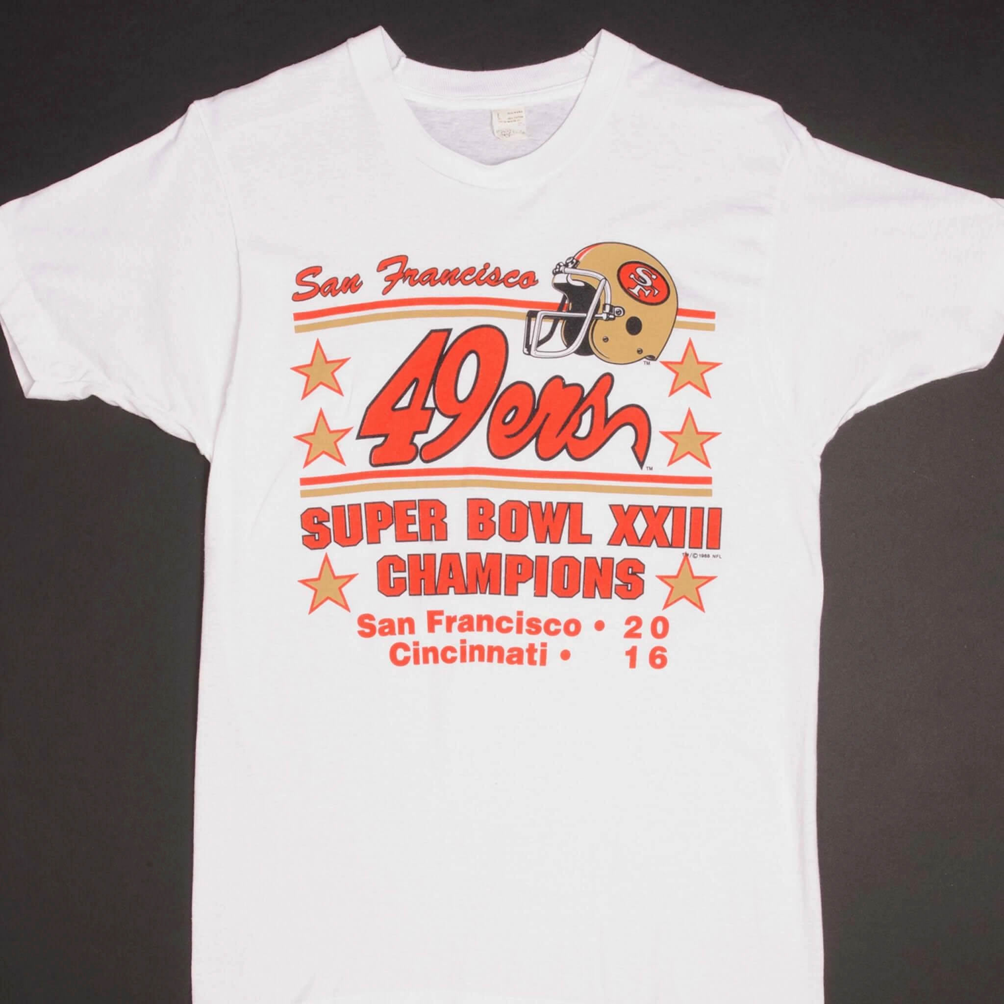 VINTAGE NFL SAN FRANCISCO 49ERS SUPER BOWL CHAMPS 1988 TEE SHIRT SMALL MADE USA Holiday Wear Retro