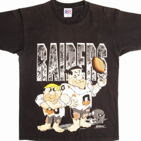 VINTAGE NFL THE FLINTSTONES LOS ANGELES RAIDERS TEE SHIRT 1994 SIZE MEDIUM MADE IN USA Layering Options Casual Everyday