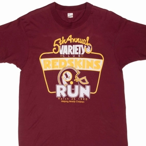 VINTAGE NFL WASHINGTON REDSKINS 5TH ANNUAL RUN 1990 TEE SHIRT MEDIUM MADE IN USA Colorfast Material
