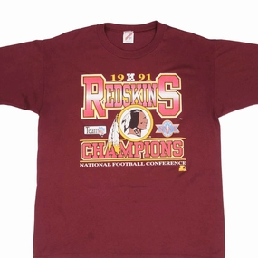 VINTAGE NFL WASHINGTON REDSKINS NFC CHAMPIONS 1991 TEE SHIRT SIZE XL MADE IN USA homecoming Smart Fit