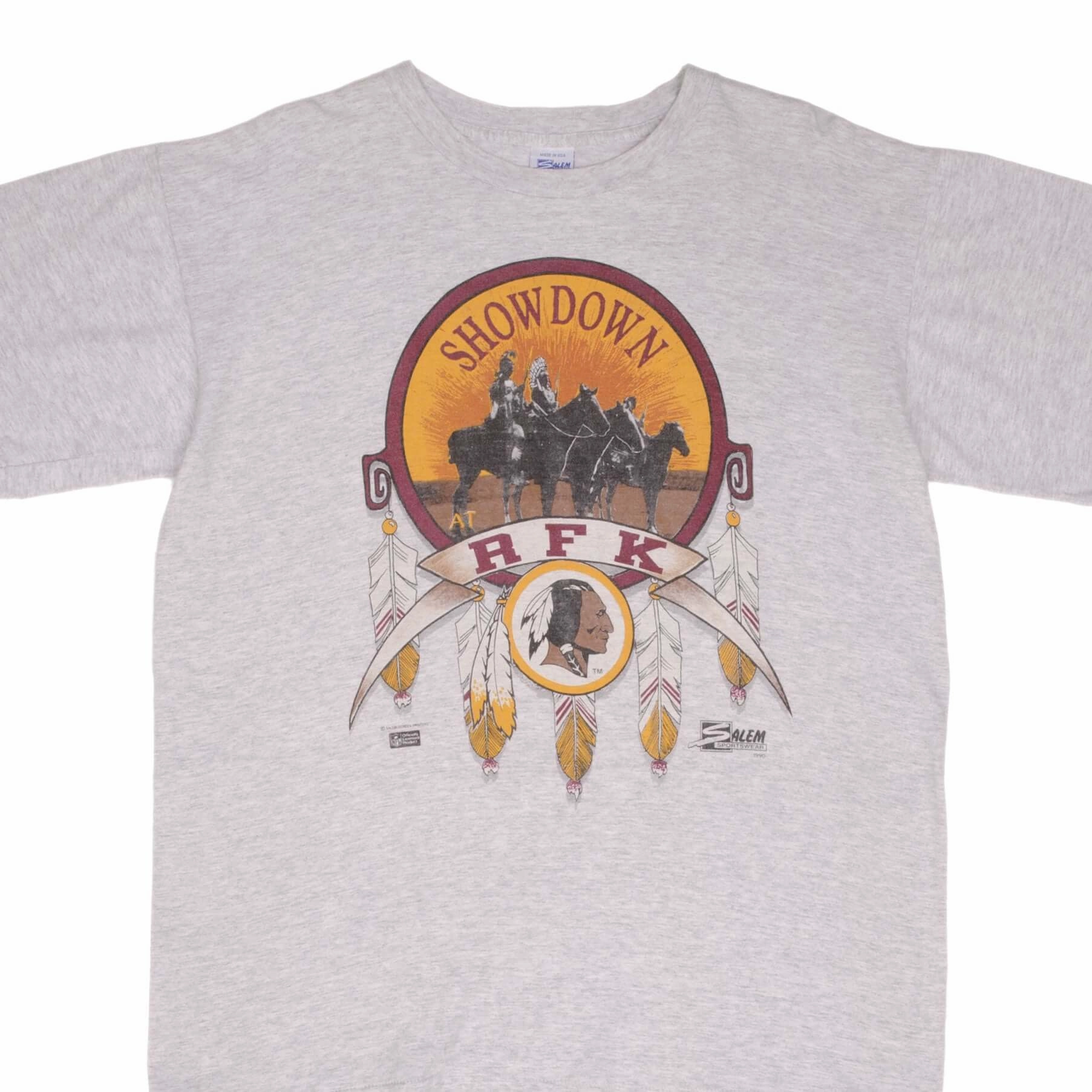 VINTAGE NFL WASHINGTON REDSKINS RFK SHOWDOWN 1990 TEE SHIRT SIZE XL MADE IN USA ComfortFirst Stretchable