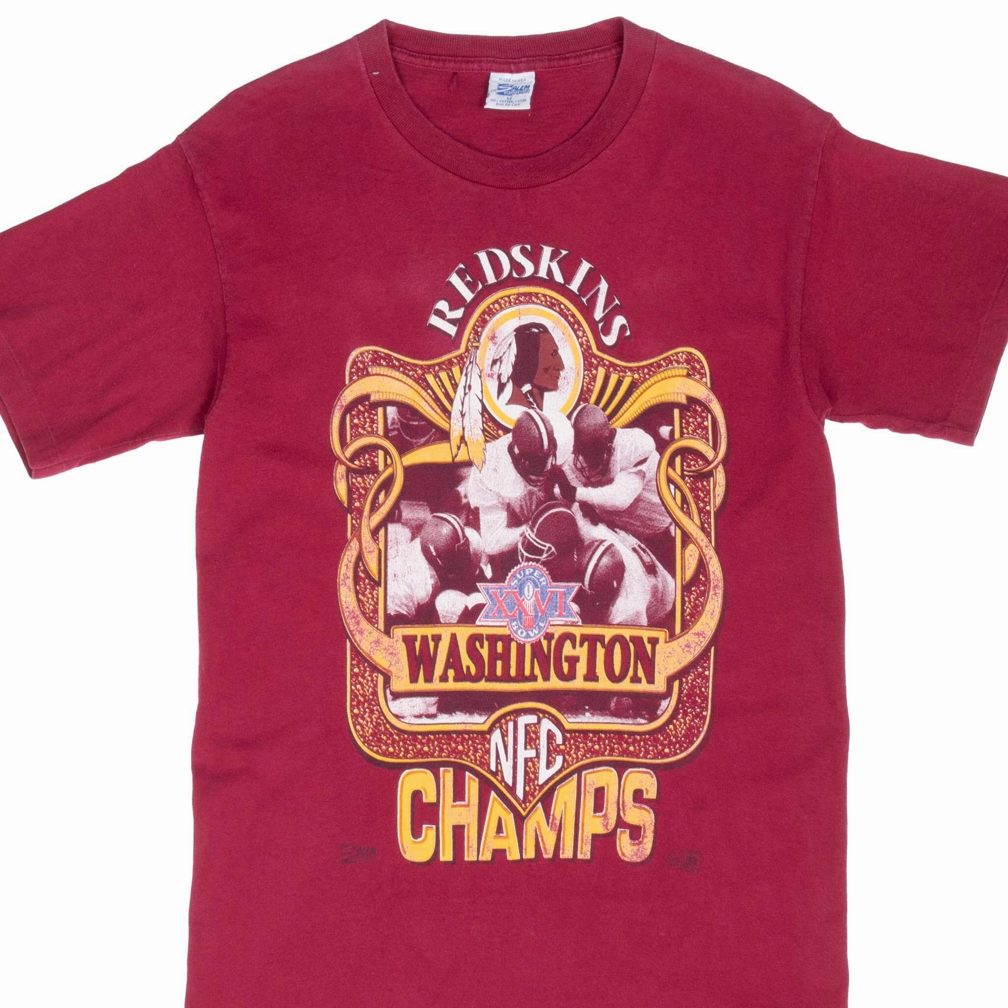 VINTAGE NFL WASHINGTON REDSKINS SUPER BOWL 1992 TEE SHIRT SMALL MADE IN USA Reinforced Shoulders