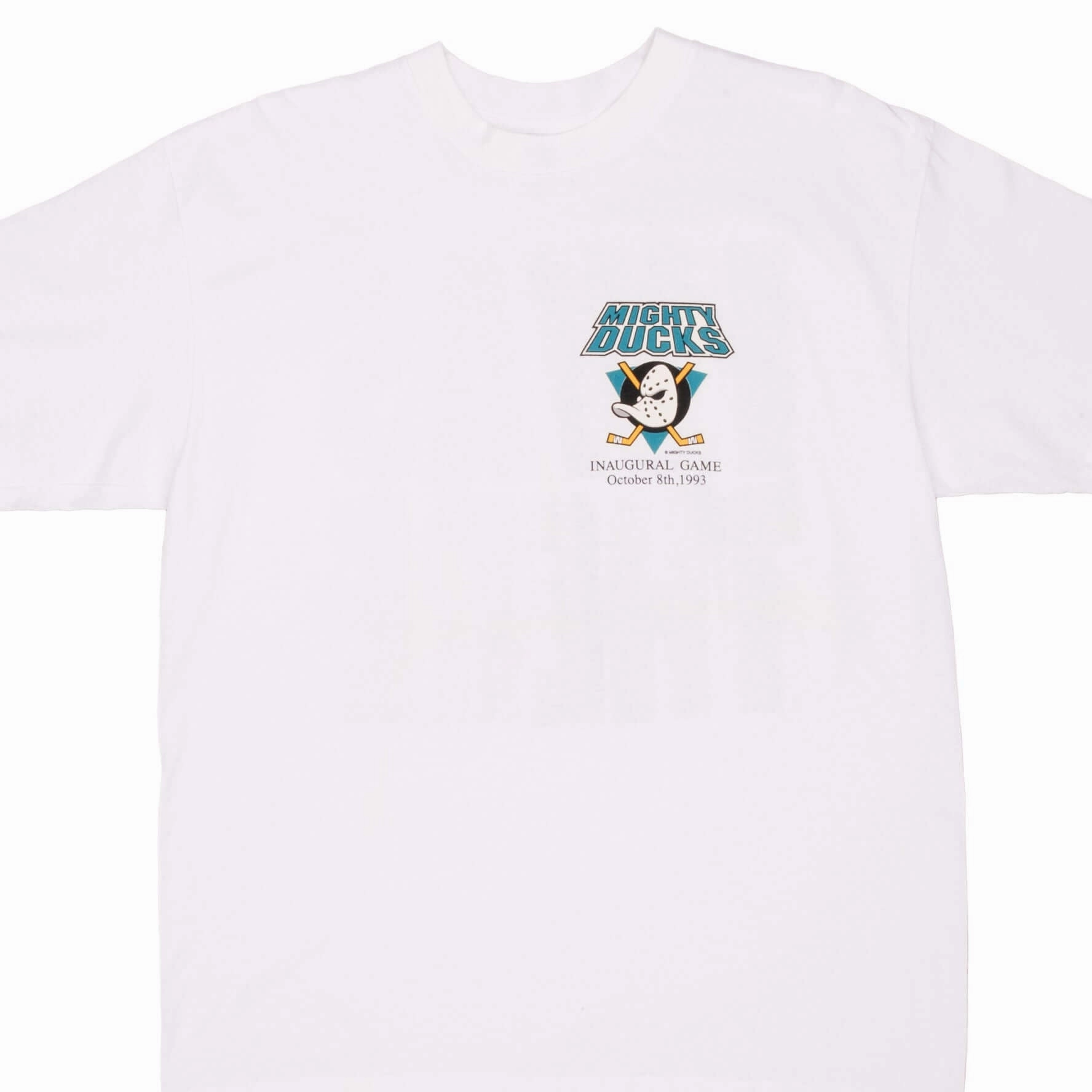 VINTAGE NHL ANAHEIM MIGHTY DUCKS INAUGURAL GAME TEE SHIRT 1993 XL MADE IN USA StretchReinforcedArmholes