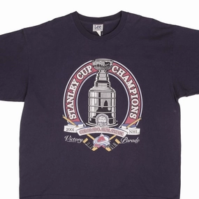 VINTAGE NHL COLORADO AVALANCHE STANLEY CUP CHAMPIONS 2001 TEE SHIRT SIZE 2XL Bright Color