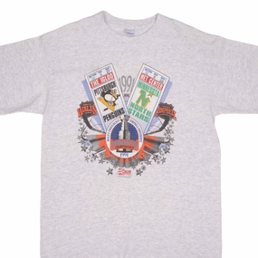 VINTAGE NHL PENGUINS VS NORTH STARS STANLEY CUP TEE SHIRT 1991 XL MADE IN USA Soft and Light