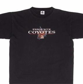 VINTAGE NHL PHOENIX COYOTES EMBROIDERED 1990S TEE SHIRT SIZE LARGE MADE IN USA Seam Free Shoulders Chilly Style