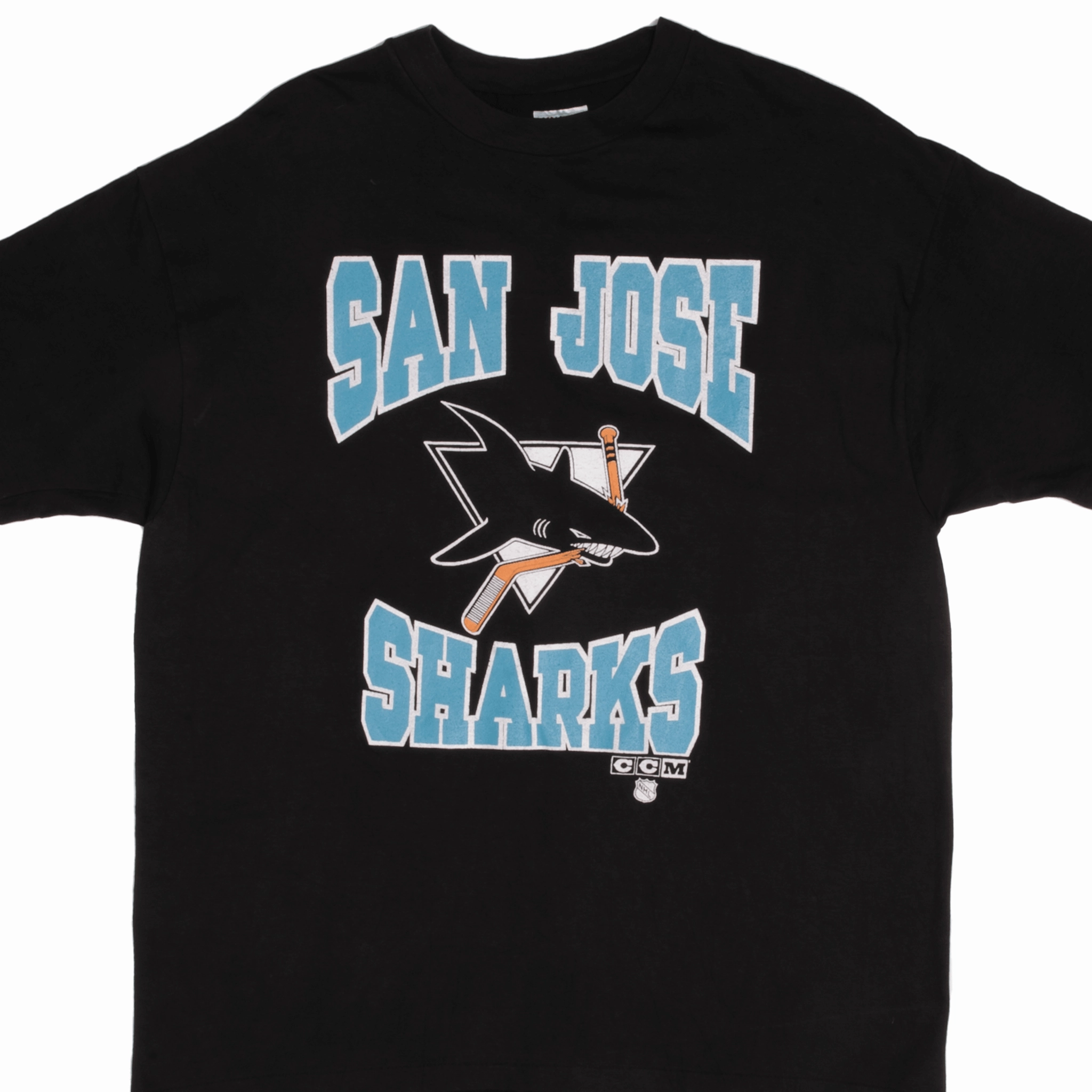 VINTAGE NHL SAN JOSE SHARKS TEE SHIRT 1990S SIZE XL MADE IN USA right size