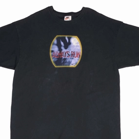 VINTAGE NIKE ALWAYS RUN BLACK TEE SHIRT 1990S SIZE XL Simple and Relaxed QuickDry