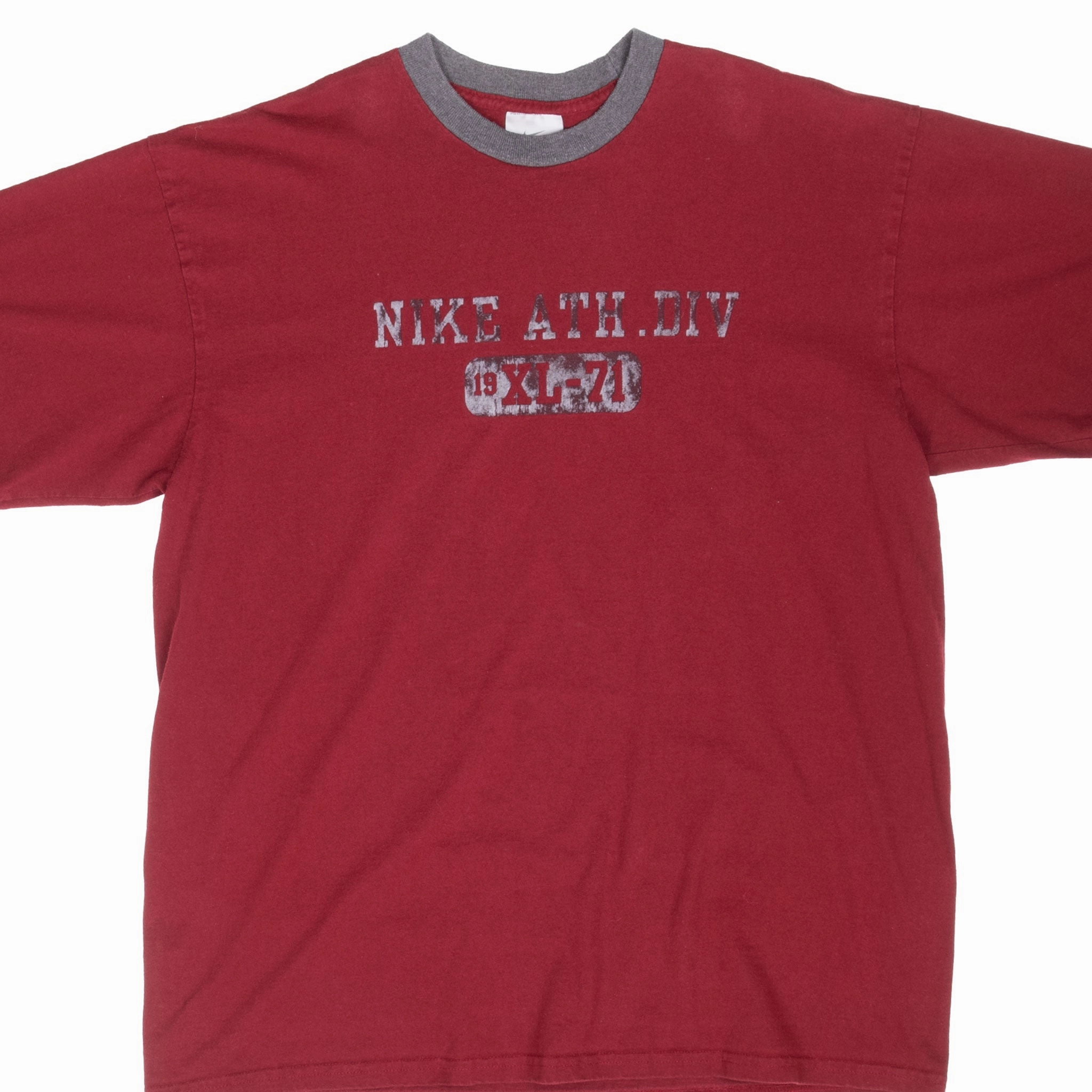 VINTAGE NIKE ATHLETICS BURGUNDY TEE SHIRT 2000S LARGE MADE IN USA Perfect Design Hypoallergenic Fibers