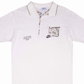 Roomy Design High-Quality Cotton VINTAGE NIKE BARCELONA TRACK AND FIELD 1989 POLO SHIRT SIZE MEDIUM