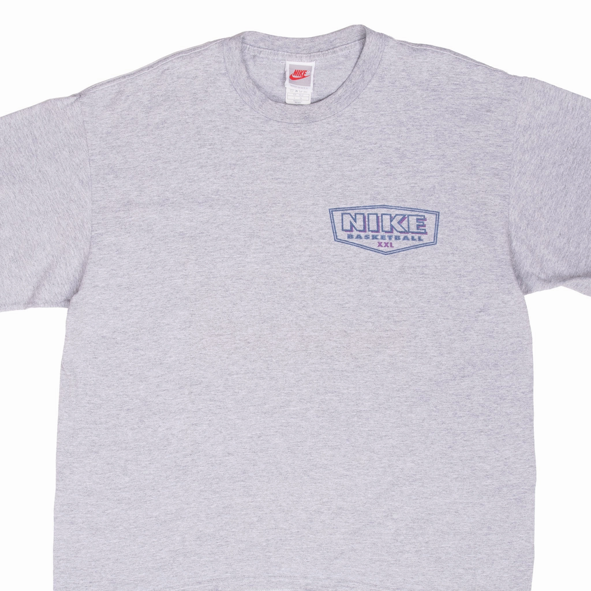 VINTAGE NIKE BASKETBALL GREY TEE SHIRT LATE 1980S LARGE MADE IN USA Comfy Choice Temperature Regulating Fabric