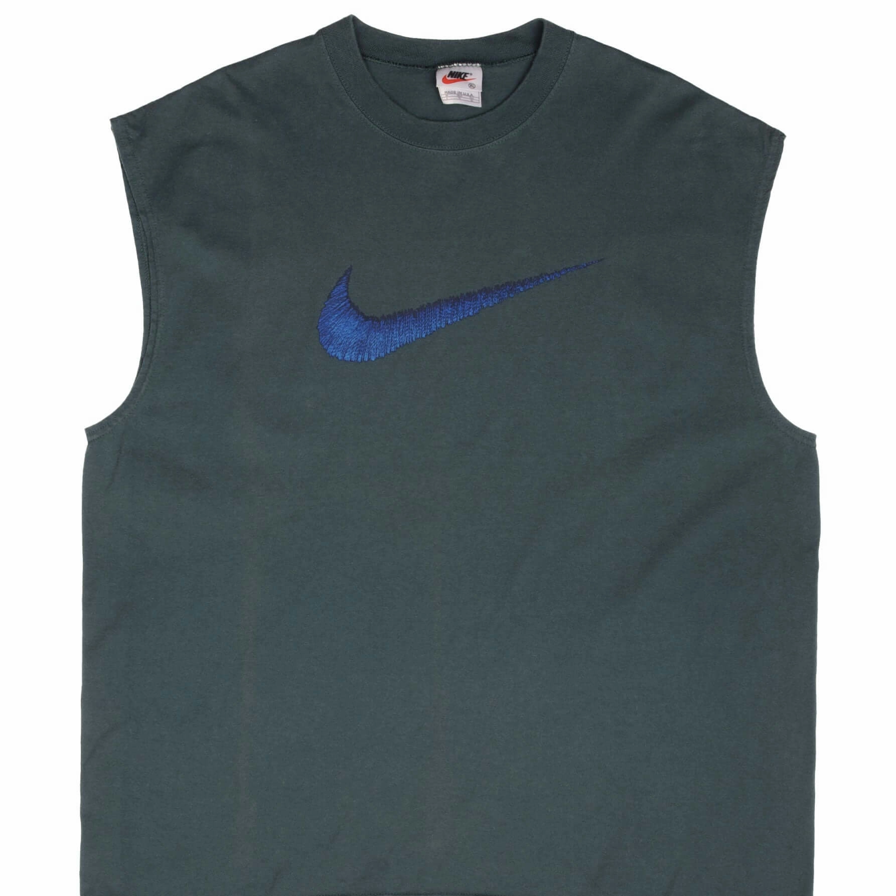 certified VINTAGE NIKE BIG SWOOSH GREEN TANK TOP TEE SHIRT 1990S SIZE XL MADE IN USA