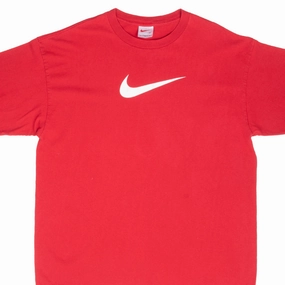 VINTAGE NIKE BIG SWOOSH RED TEE SHIRT 1990S XL MADE IN USA Flexible Waist
