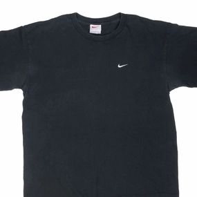 VINTAGE NIKE BLACK CLASSIC SWOOSH TEE SHIRT 1990S LARGE Cozy Touch