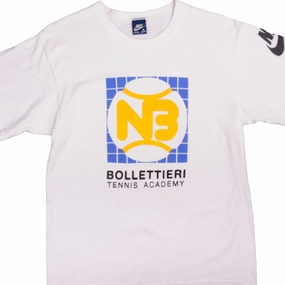 Zero Waste Production Thermal regulation VINTAGE NIKE BOLLETTIERI TENNIS ACADEMY TEE SHIRT 1984-1987 MEDIUM MADE USA