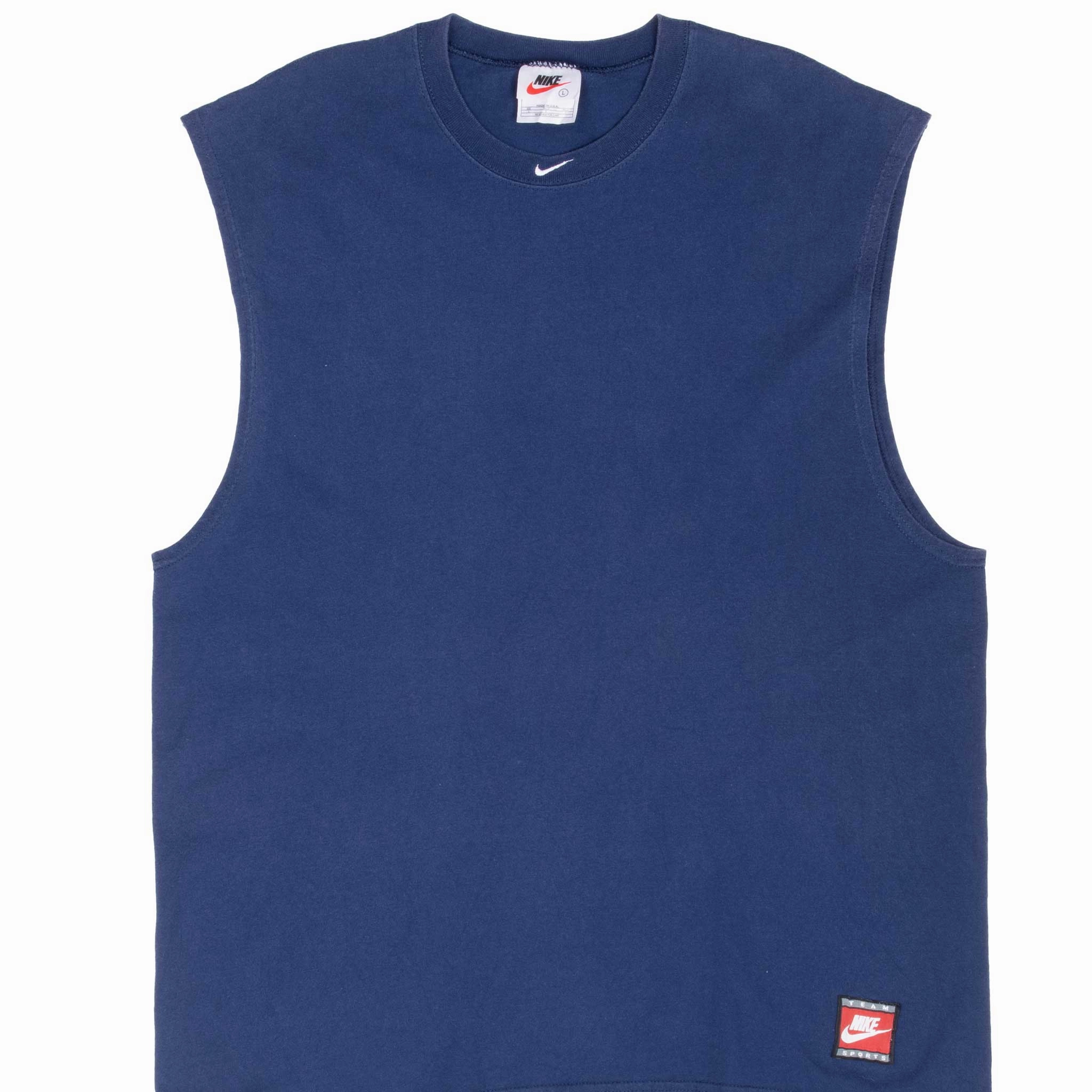 VINTAGE NIKE CENTER SWOOSH NAVY TANK TOP TEE SHIRT 1990S LARGE MADE IN USA Regular Fit