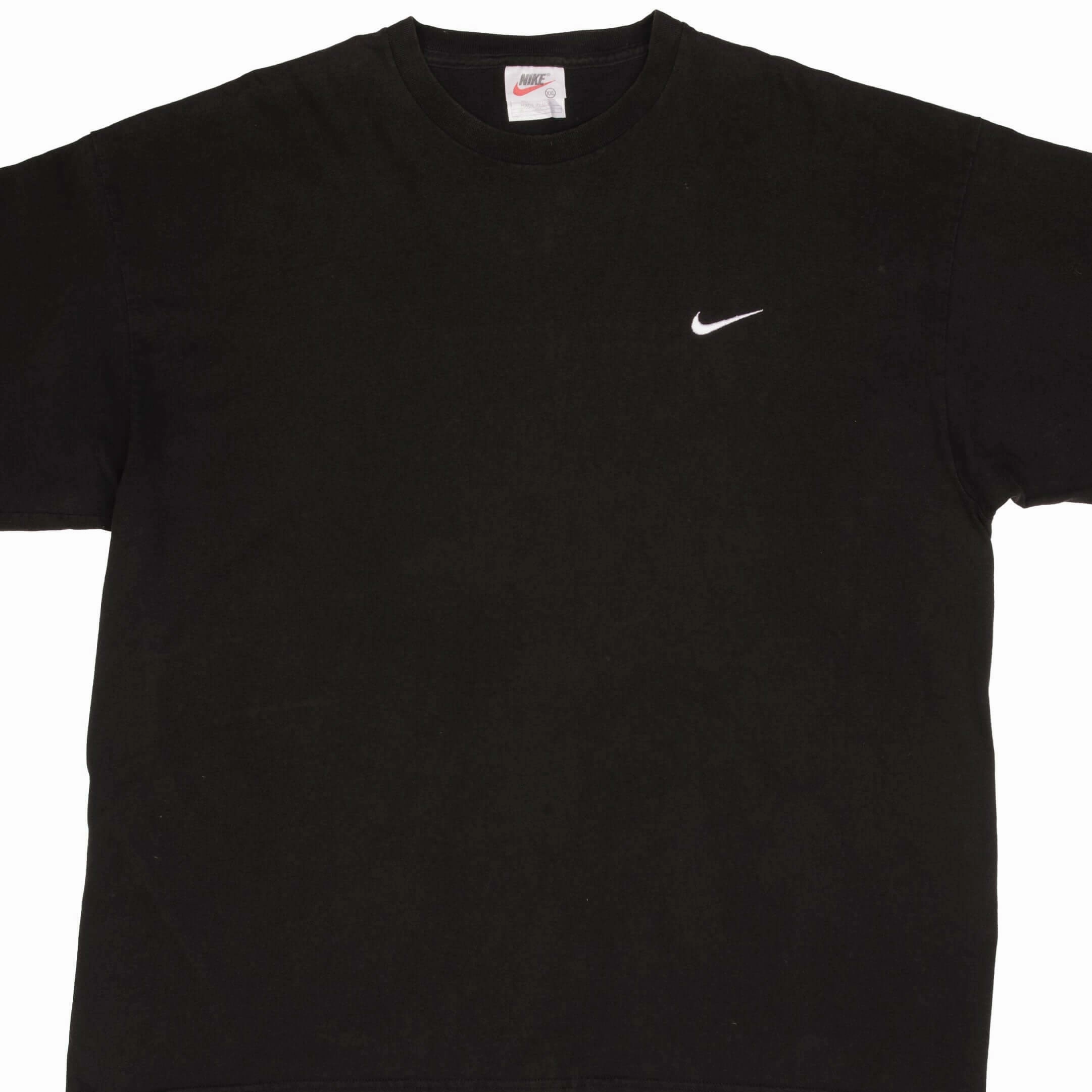 VINTAGE NIKE CLASSIC SWOOSH BLACK TEE SHIRT 1990S SIZE 2XL MADE IN USA Urban Smart