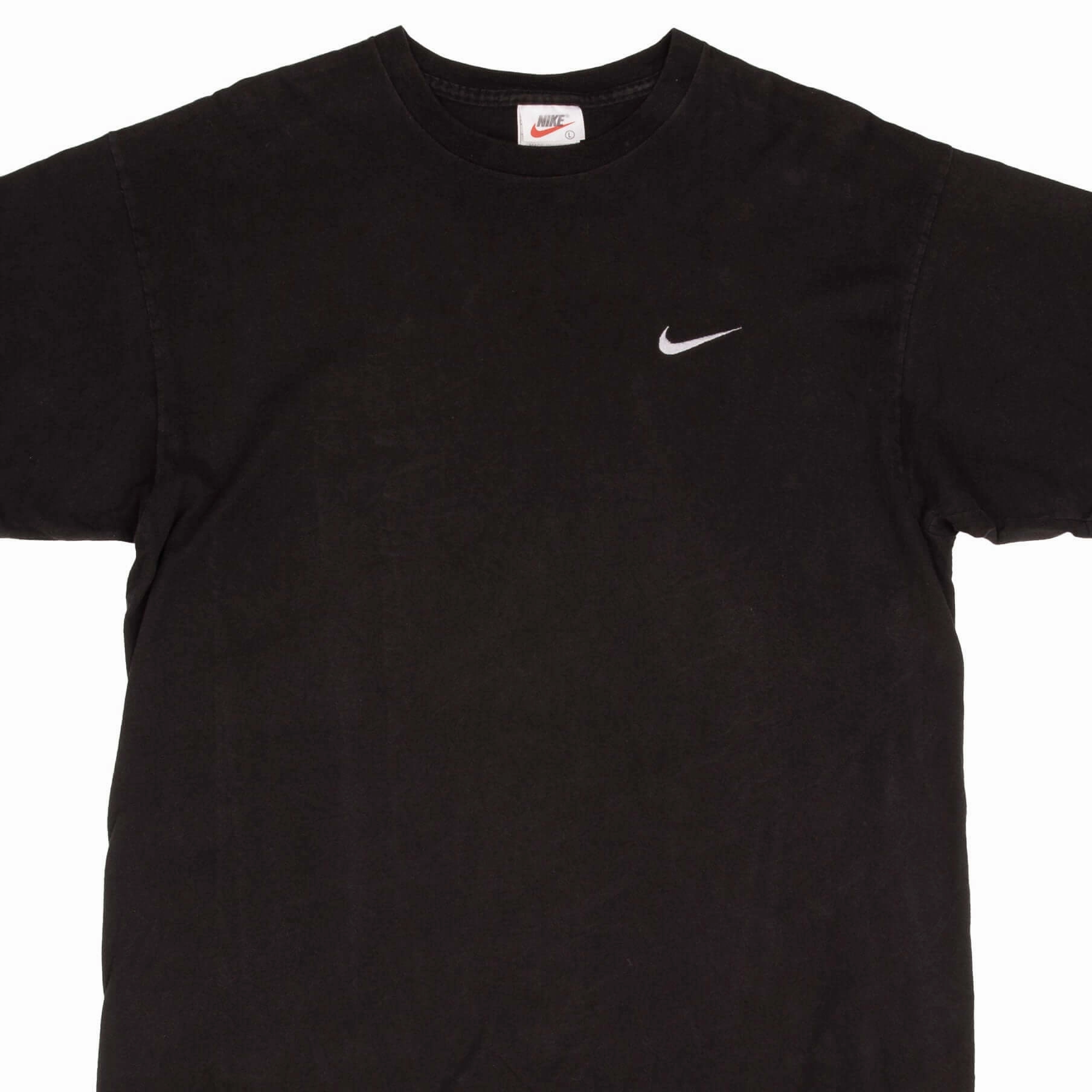 Timeless and Chic Simple and Relaxed VINTAGE NIKE CLASSIC SWOOSH BLACK TEE SHIRT 1990S SIZE LARGE MADE IN USA