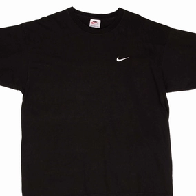Basic Wear VINTAGE NIKE CLASSIC SWOOSH BLACK TEE SHIRT 1990S SIZE XL MADE IN USA