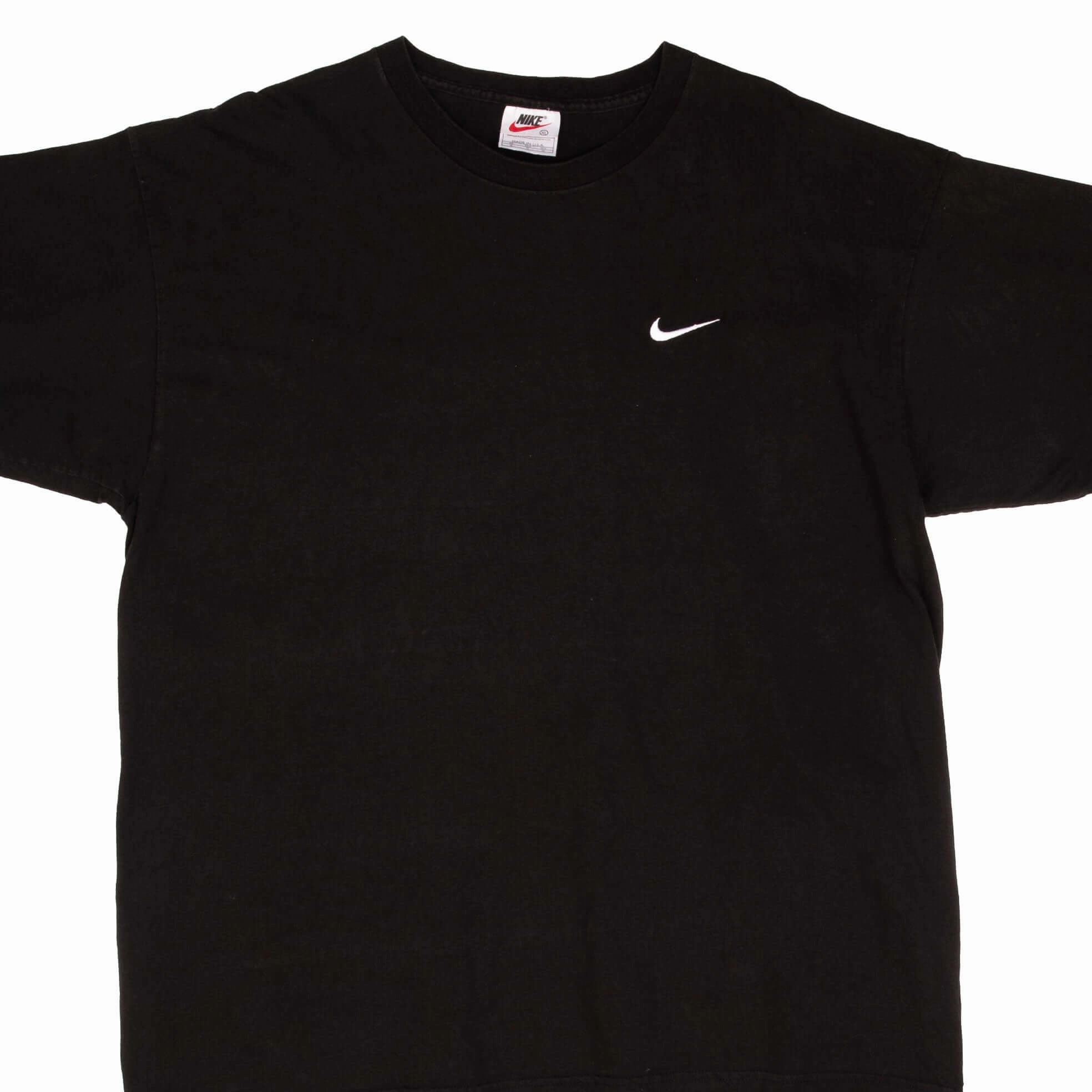 Basic Wear VINTAGE NIKE CLASSIC SWOOSH BLACK TEE SHIRT 1990S SIZE XL MADE IN USA