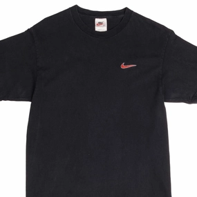 VINTAGE NIKE CLASSIC SWOOSH BLACK TEE SHIRT LATE 1990S MEDIUM MADE IN USA Comfy Casual Wear