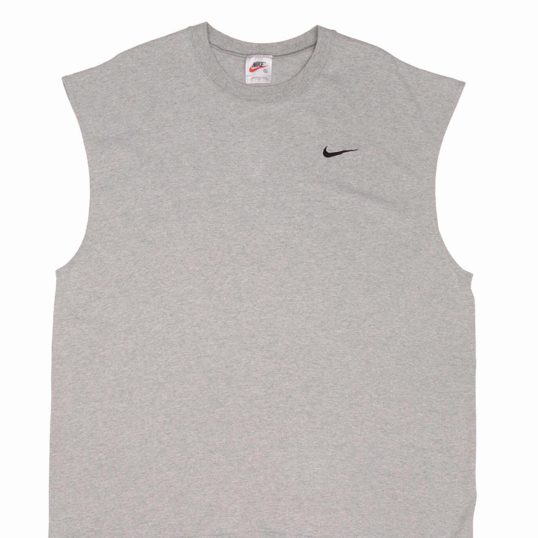 VINTAGE NIKE CLASSIC SWOOSH GRAY TANK TOP TEE SHIRT 1990S SIZE XL MADE IN USA Sporty Look Casual Style Wear