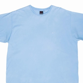 VINTAGE NIKE CLASSIC SWOOSH LIGHT BLUE TEE SHIRT 1990S 2XL Ethically Sourced Materials