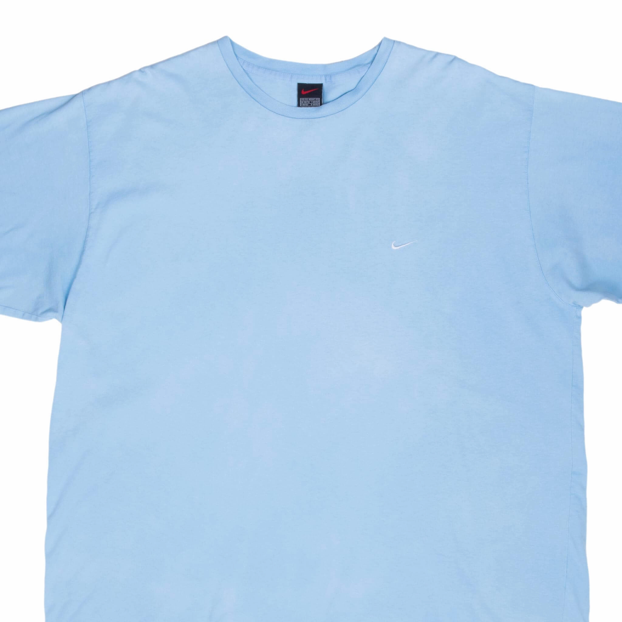 VINTAGE NIKE CLASSIC SWOOSH LIGHT BLUE TEE SHIRT 1990S 2XL Ethically Sourced Materials