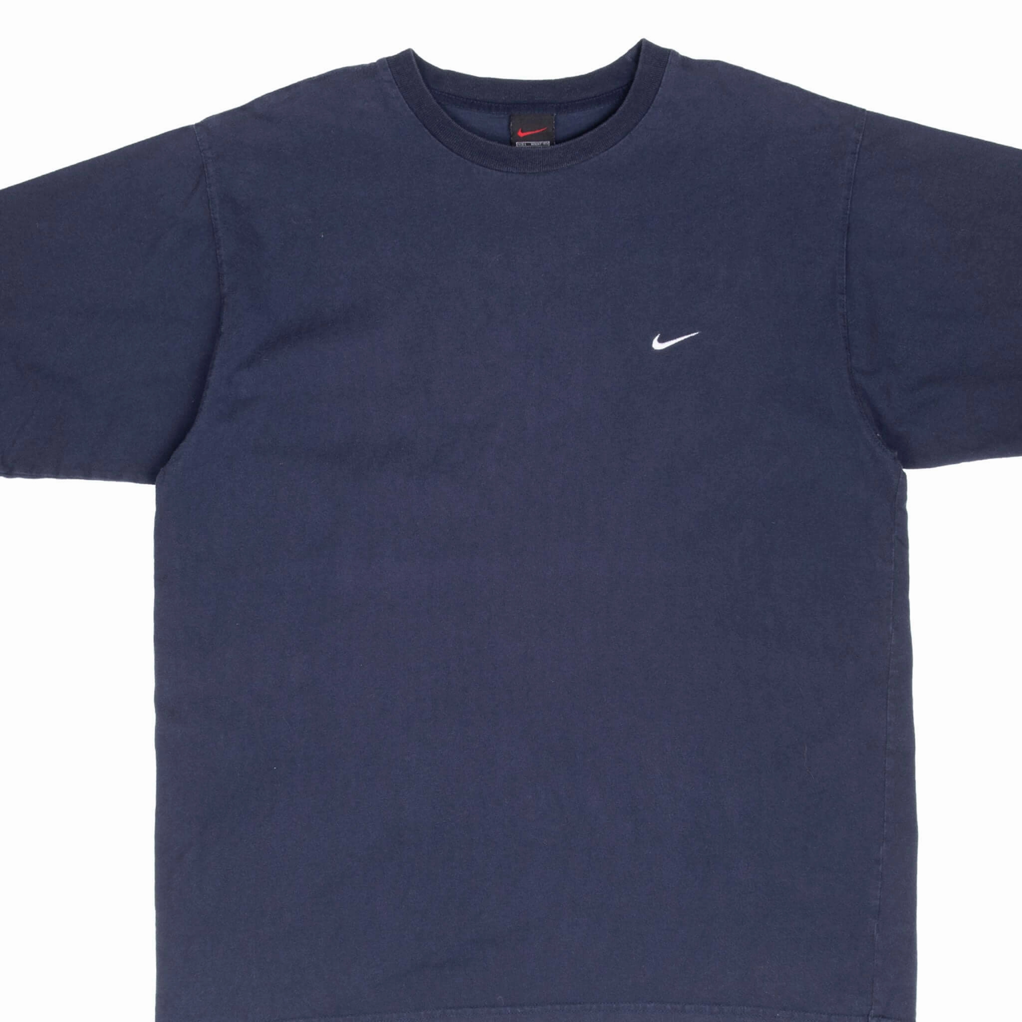 Comfy Layering VINTAGE NIKE CLASSIC SWOOSH NAVY BLUE TEE SHIRT 1990S LARGE