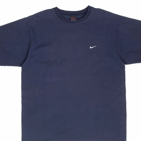Comfy Layering VINTAGE NIKE CLASSIC SWOOSH NAVY BLUE TEE SHIRT 1990S LARGE