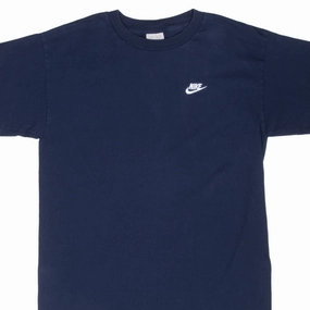 LowImpactDye Pocket Reinforcement VINTAGE NIKE CLASSIC SWOOSH NAVY BLUE TEE SHIRT 2000S LARGE