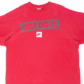 VINTAGE NIKE JUST DO IT RED 1980S TEE SHIRT 2XL MADE IN USA spring fashion Casual Design Fit