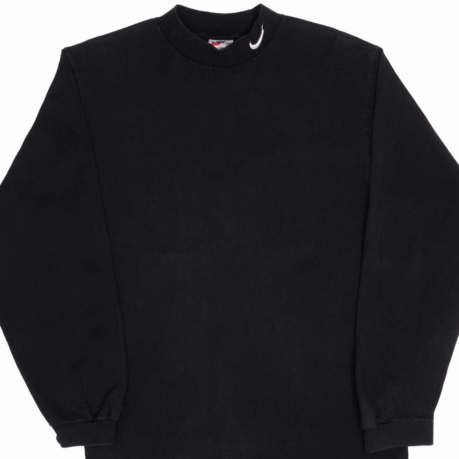 Striped modernity Fun Prints VINTAGE NIKE LONG SLEEVE TURTLE NECK BLACK TEE SHIRT 1990S MEDIUM MADE IN USA