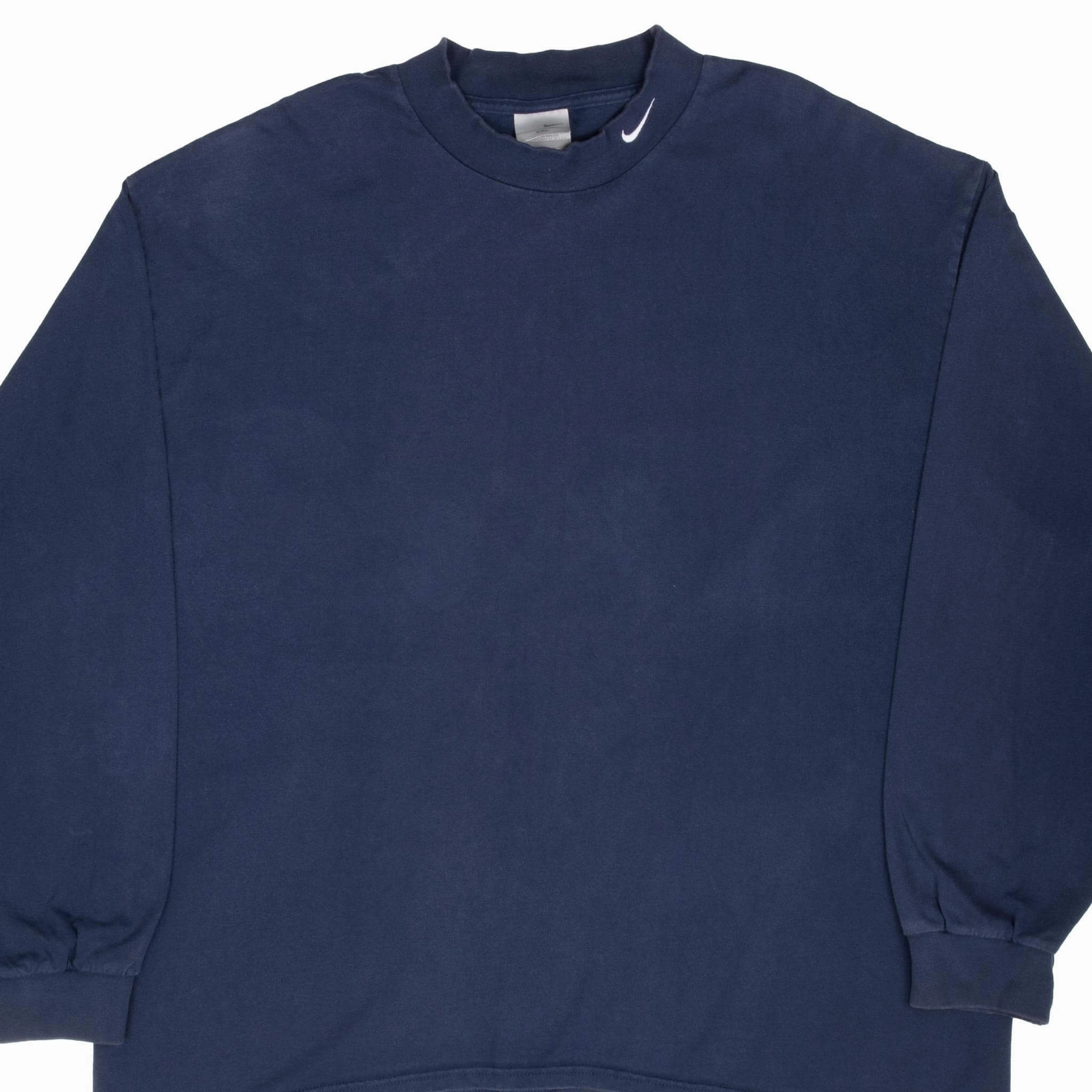 Versatile Piece Fresh Comfort Style VINTAGE NIKE NAVY BLUE LONG SLEEVE TURTLE NECK TEE SHIRT 2000S 2XL