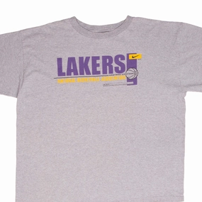 VINTAGE NIKE NBA LOS ANGELES LAKERS 1990S GREY TEE SHIRT SIZE XL Classic Outfit Style Boat neck style