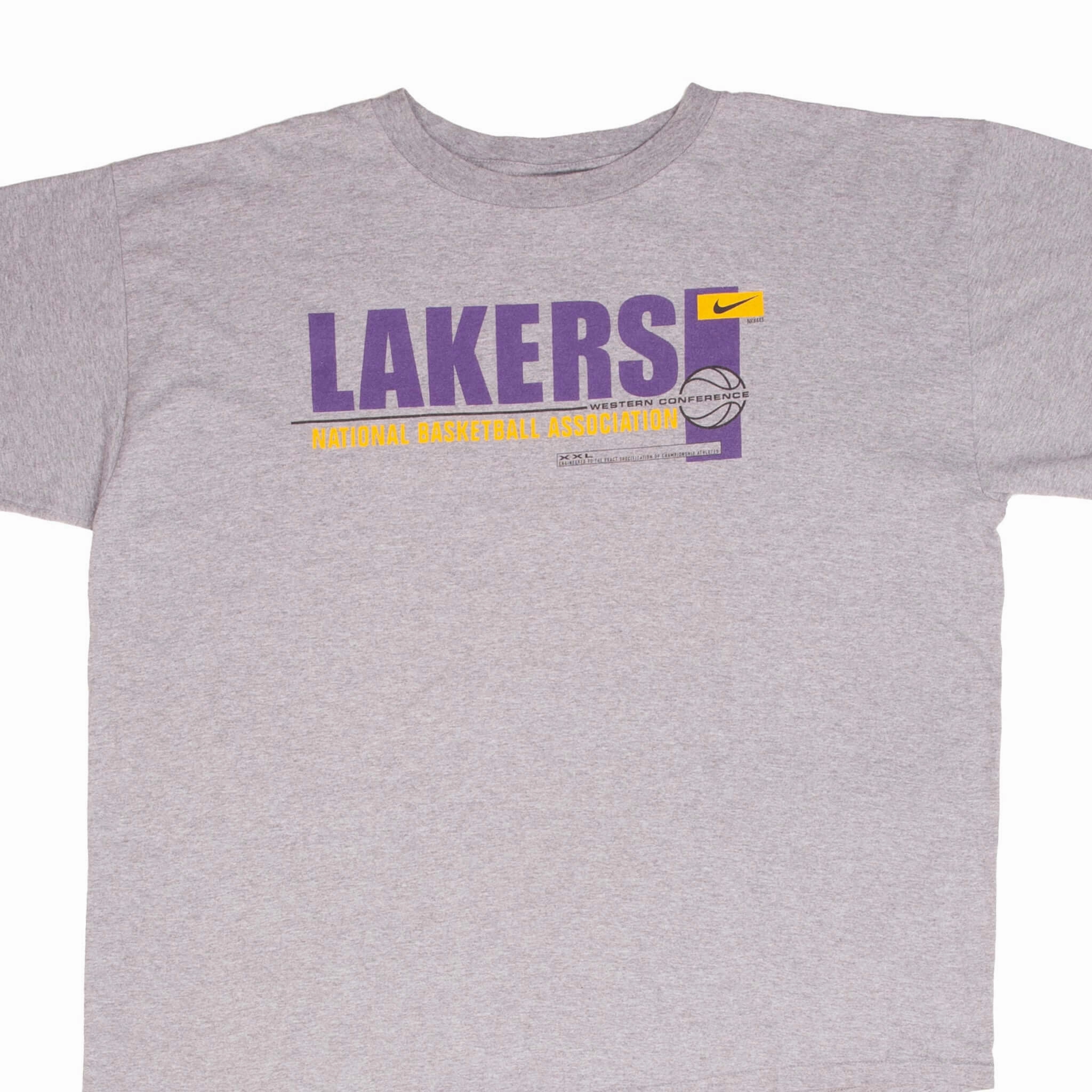 VINTAGE NIKE NBA LOS ANGELES LAKERS 1990S GREY TEE SHIRT SIZE XL Classic Outfit Style Boat neck style