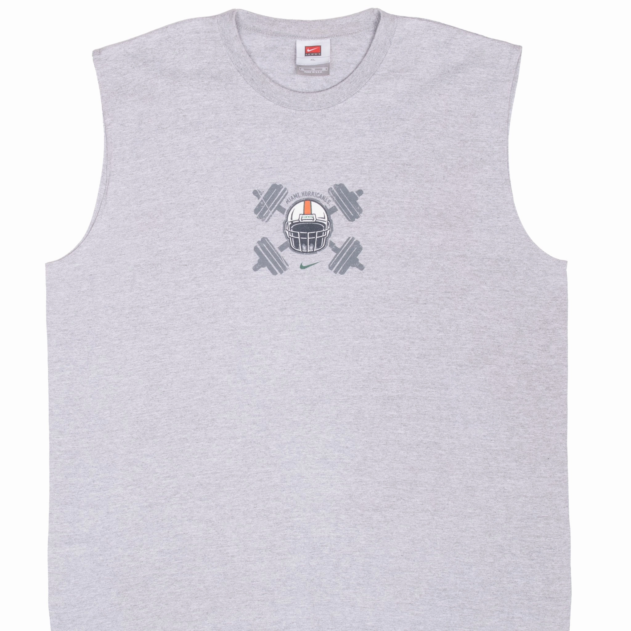 VINTAGE NIKE NCAA MIAMI HURRICANES TANK TOP TEE SHIRT 2000S XL MADE IN USA Light and Breathable