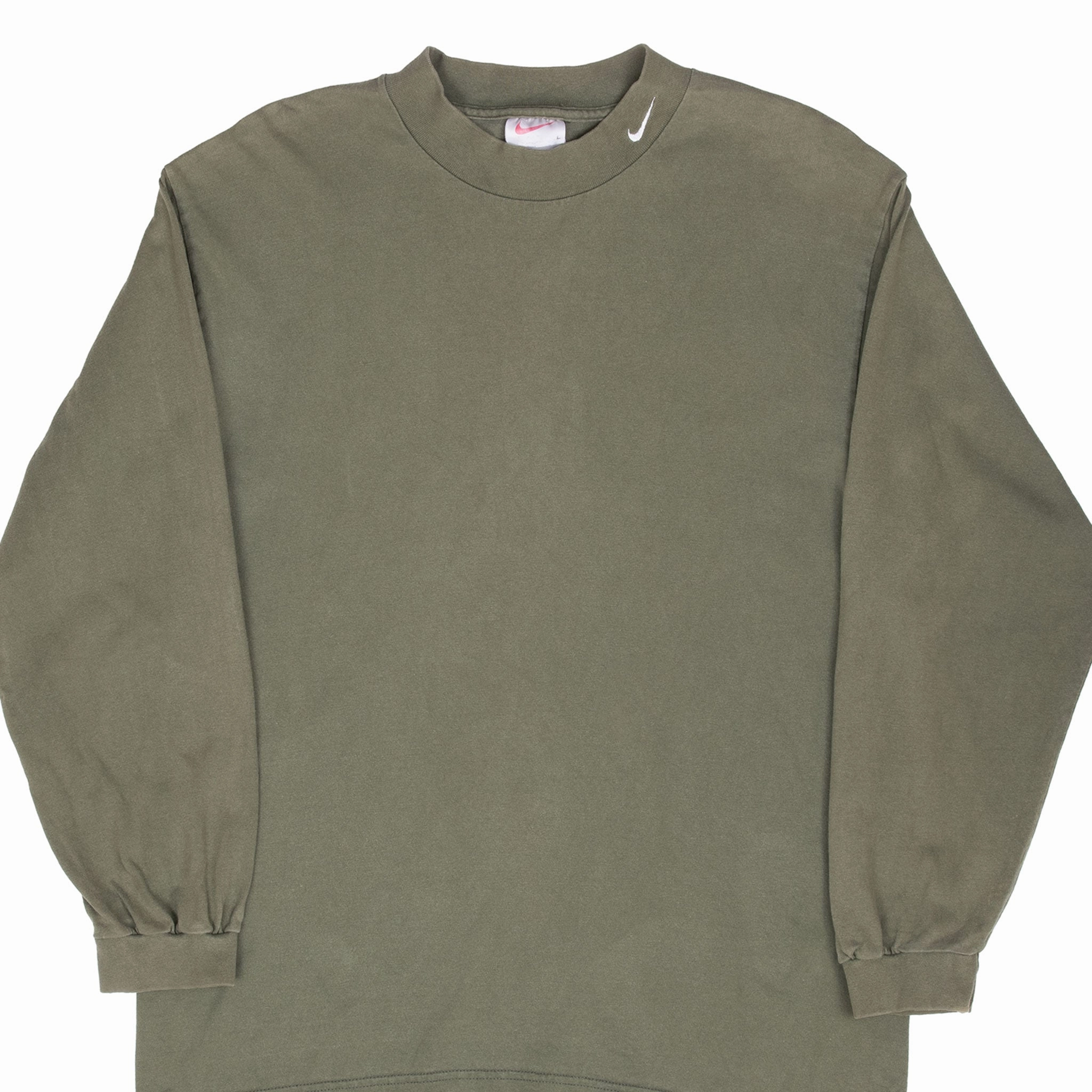 VINTAGE NIKE OLIVE GREEN LONG SLEEVE TURTLE NECK TEE SHIRT 1990S LARGE MADE USA Bold Comfort Comfy Top