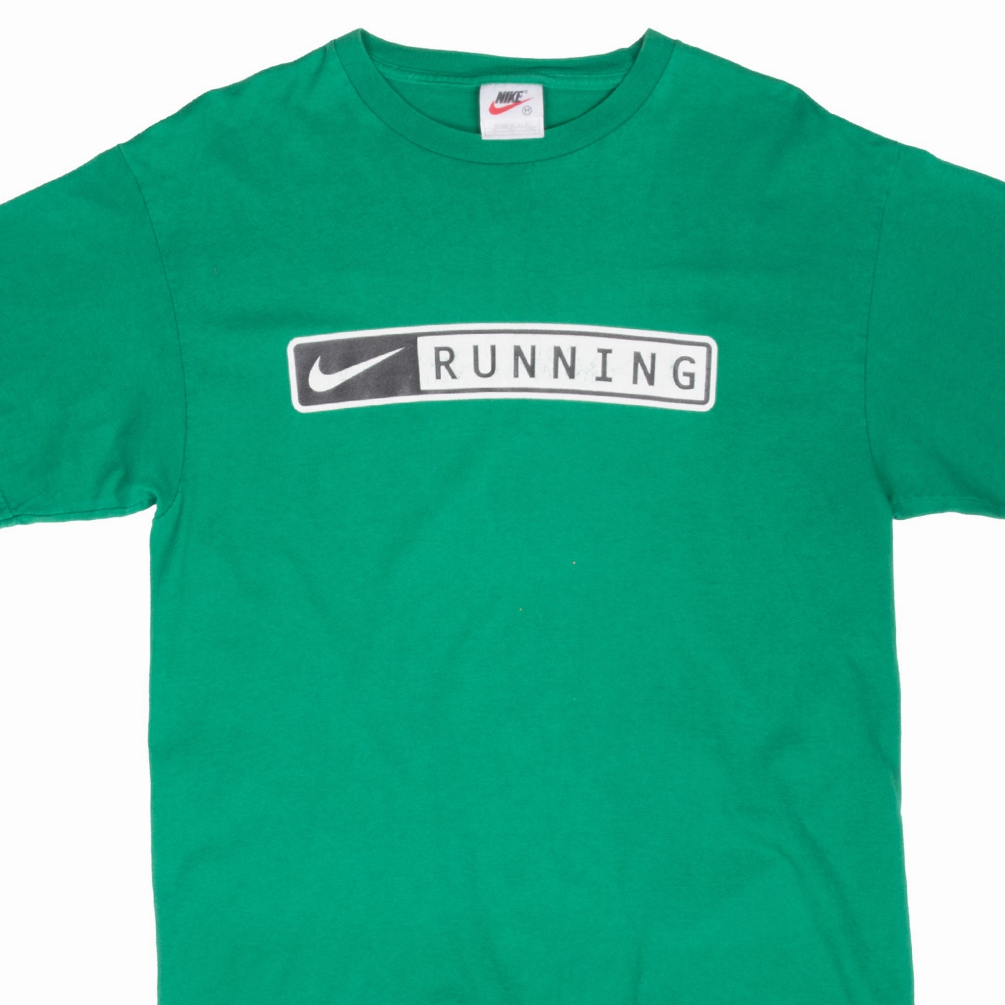Casual and cool Travel convenience VINTAGE NIKE RUNNING GREEN TEE SHIRT 1990S MEDIUM MADE IN USA