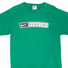 Casual and cool Travel convenience VINTAGE NIKE RUNNING GREEN TEE SHIRT 1990S MEDIUM MADE IN USA