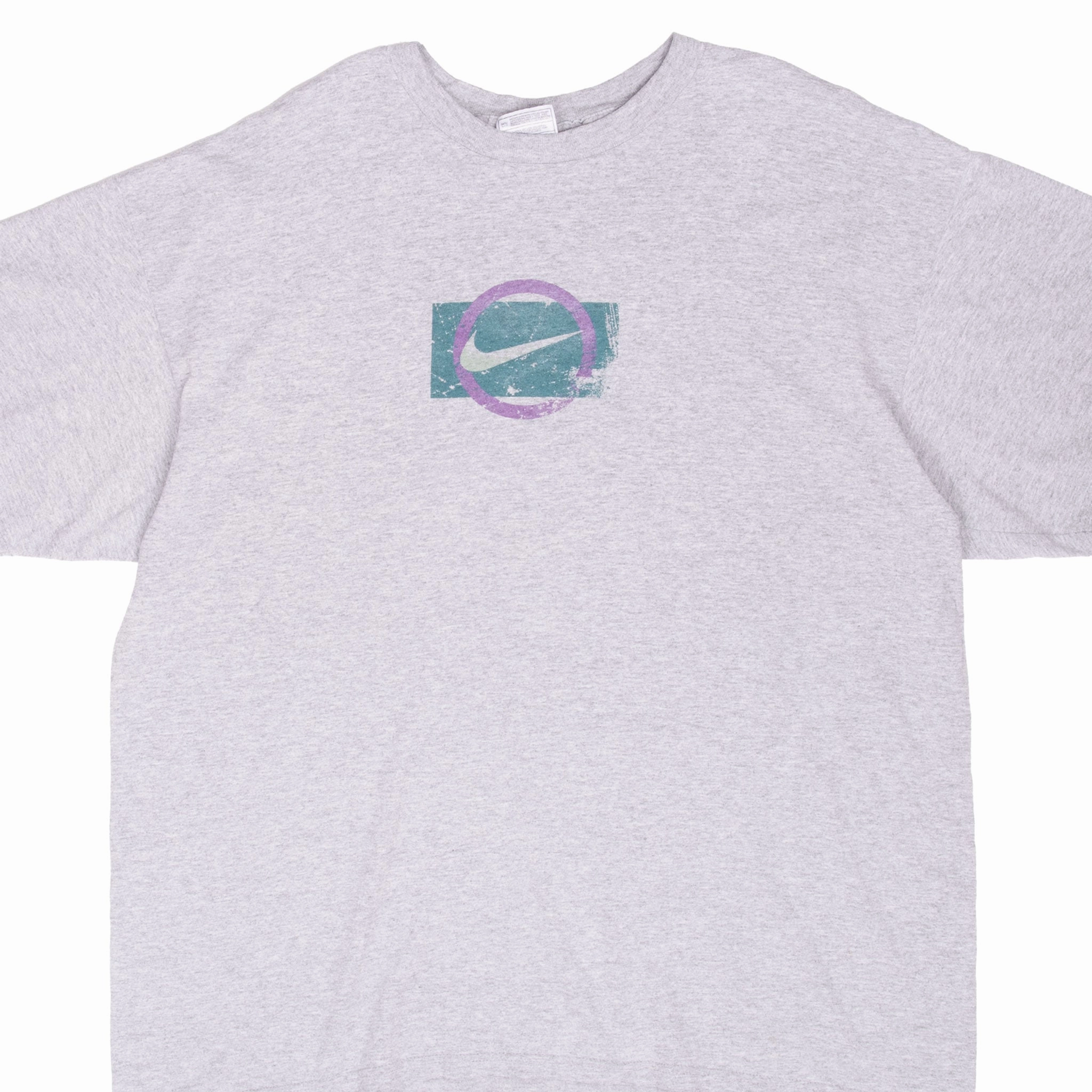VINTAGE NIKE SPELLOUT GREY TEE SHIRT 1990S LARGE MADE IN USA Stylish and Easygoing Easy Care Material