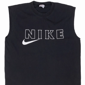 Flattering Design Comfy Pieces VINTAGE NIKE SPELLOUT SWOOSH BLACK TANK TOP TEE SHIRT 1990S LARGE MADE IN USA