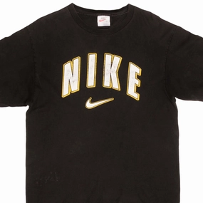 Active Layer Fit VINTAGE NIKE SWOOSH BLACK TEE SHIRT LATE 1990S MEDIUM MADE IN USA