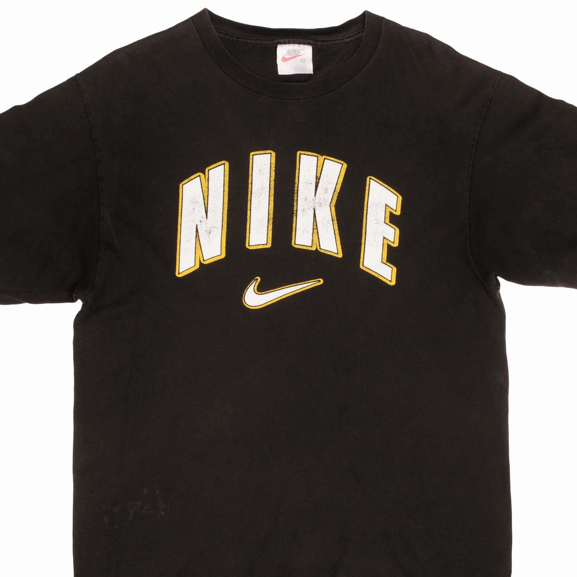 Active Layer Fit VINTAGE NIKE SWOOSH BLACK TEE SHIRT LATE 1990S MEDIUM MADE IN USA