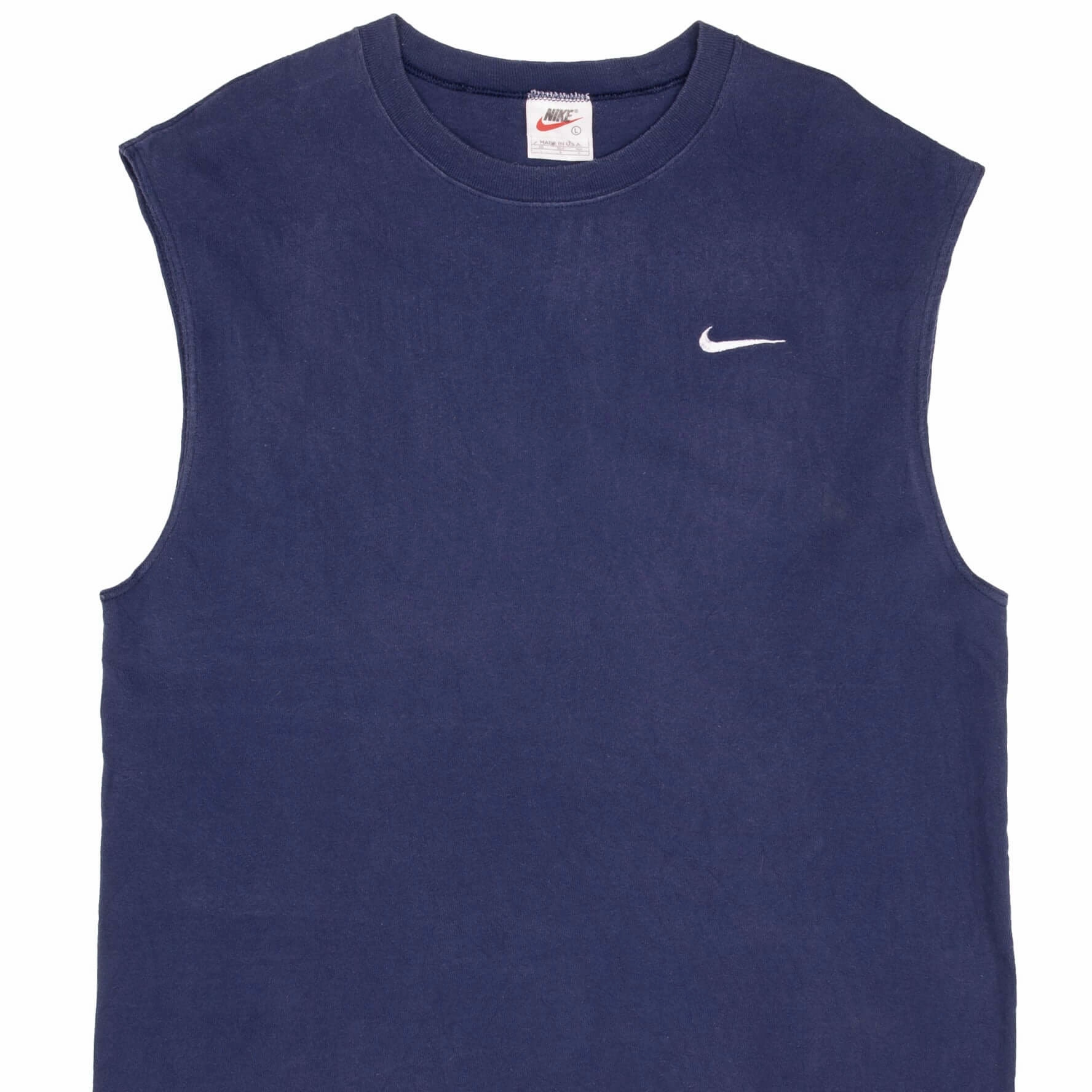 quick-drying VINTAGE NIKE SWOOSH NAVY BLUE TANK TOP TEE SHIRT 1990S SIZE LARGE MADE IN USA